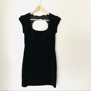 French Connection black velvet mini dress LBD 4